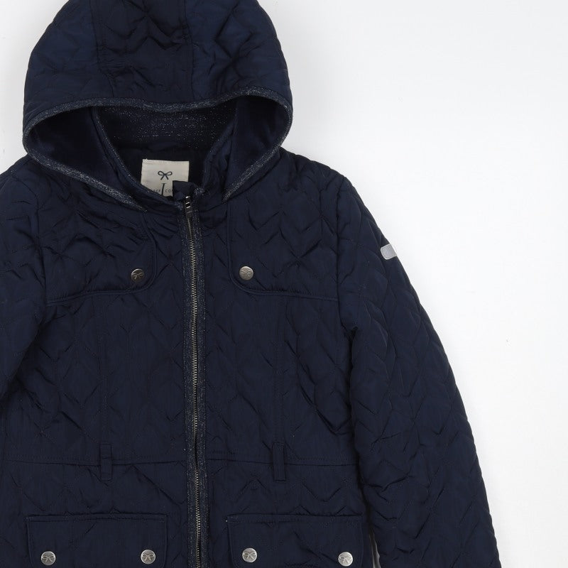 Jasper Conran Girls Navy 11-12 Years Quilted Hooded Puffer Jacket