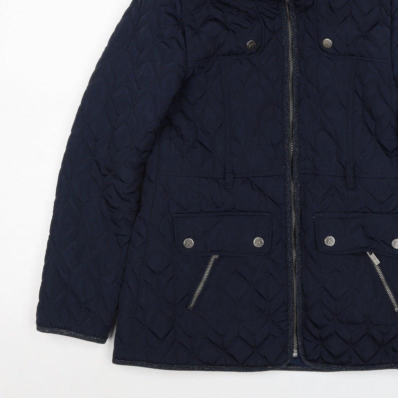 Jasper Conran Girls Navy 11-12 Years Quilted Hooded Puffer Jacket