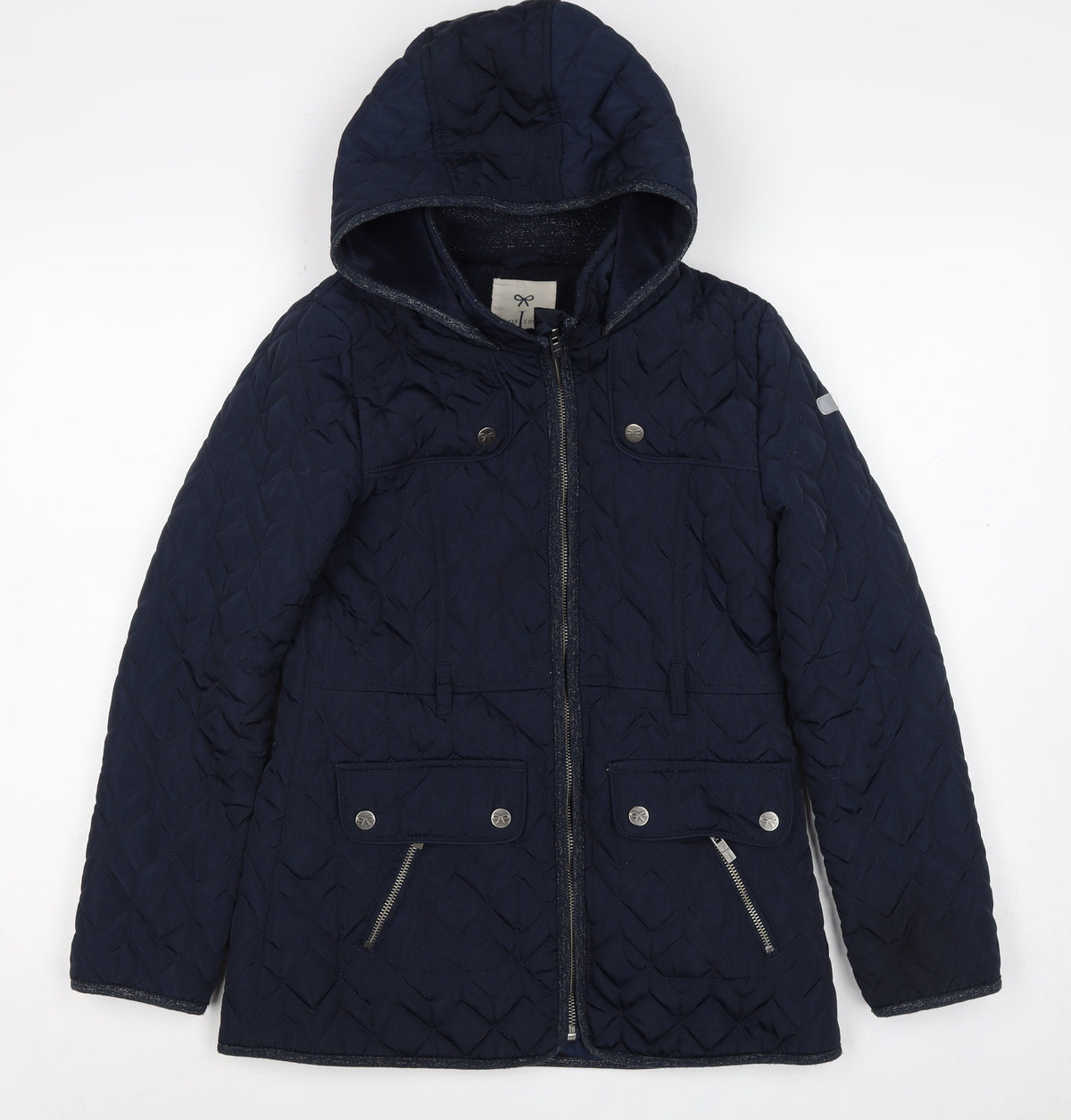 Jasper Conran Girls Navy 11-12 Years Quilted Hooded Puffer Jacket