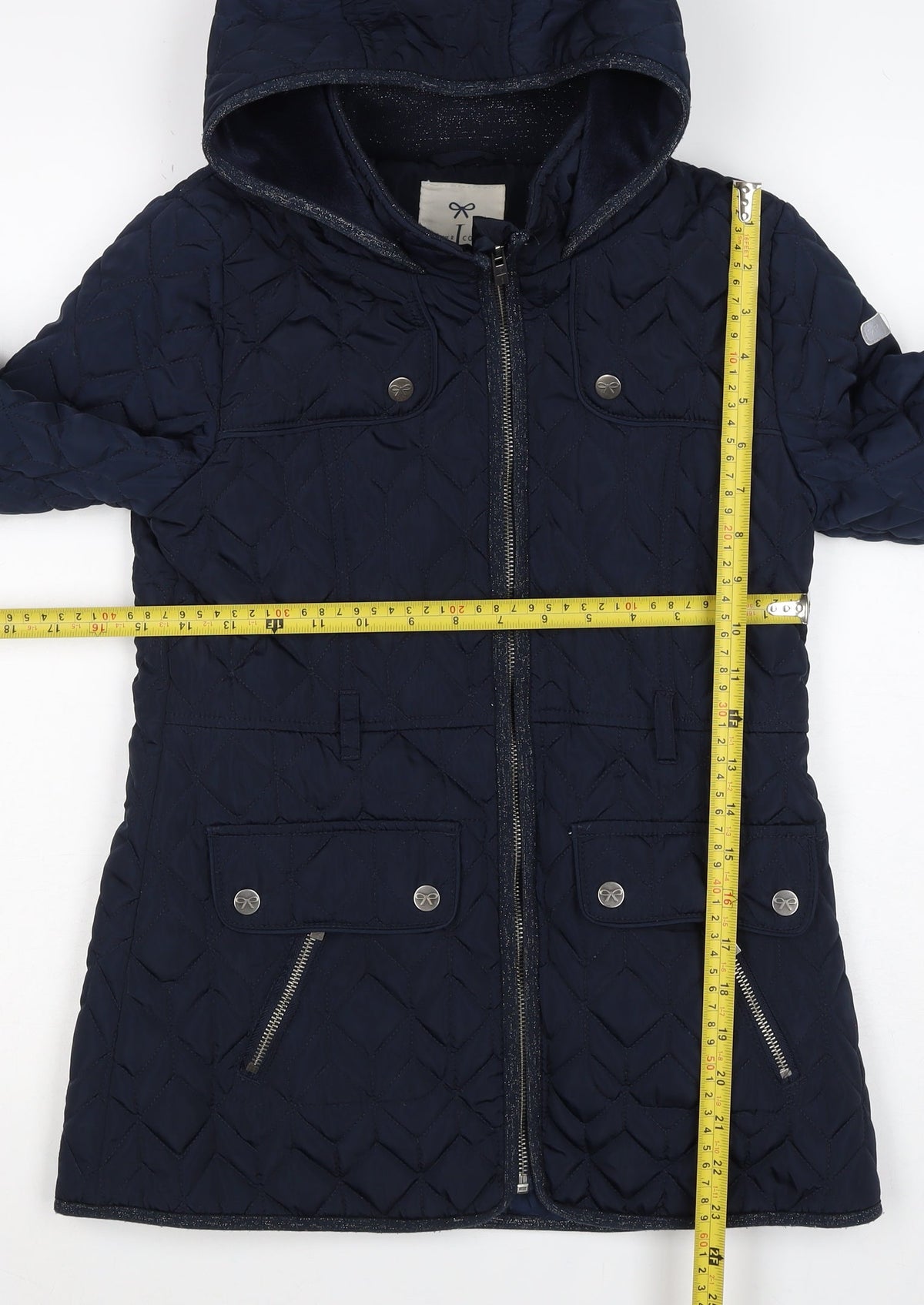 Jasper Conran Girls Navy 11-12 Years Quilted Hooded Puffer Jacket