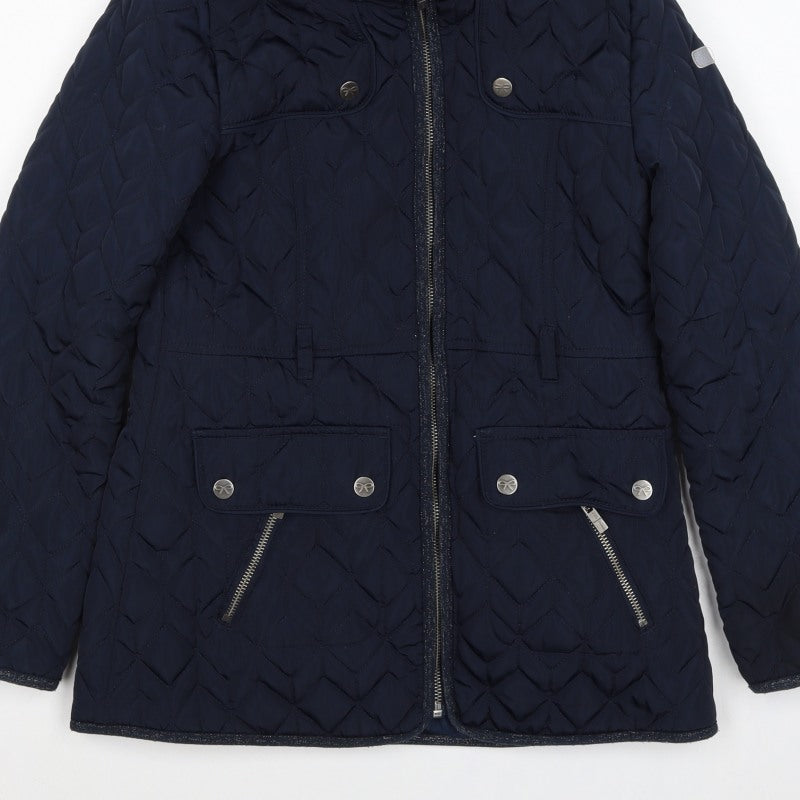 Jasper Conran Girls Navy 11-12 Years Quilted Hooded Puffer Jacket