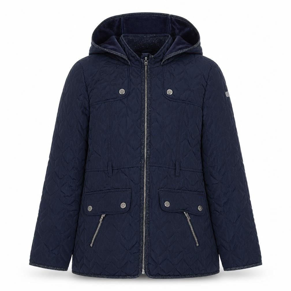 Jasper Conran Girls Navy 11-12 Years Quilted Hooded Puffer Jacket
