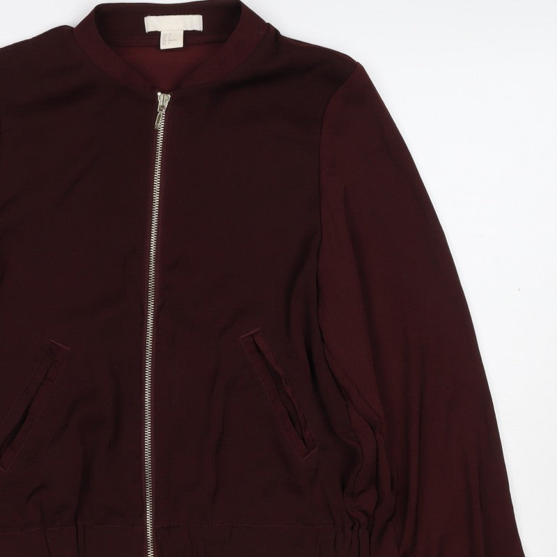 H&M Women Red Size 6 Bomber Jacket Full Zip Long Sleeve Pockets