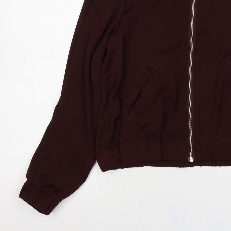 H&M Women Red Size 6 Bomber Jacket Full Zip Long Sleeve Pockets
