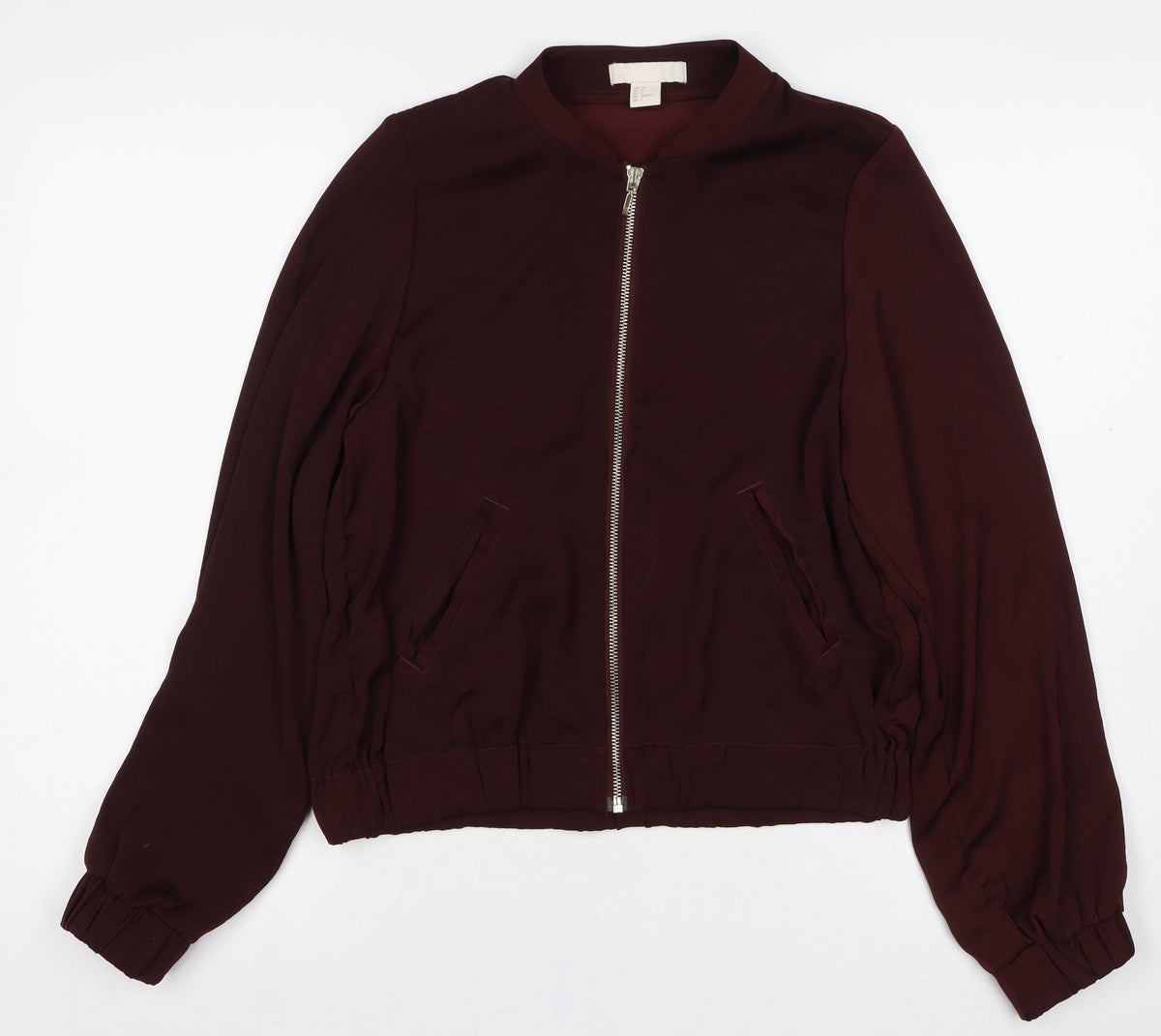 H&M Women Red Size 6 Bomber Jacket Full Zip Long Sleeve Pockets
