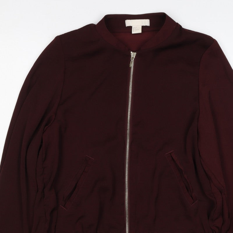 H&M Women Red Size 6 Bomber Jacket Full Zip Long Sleeve Pockets