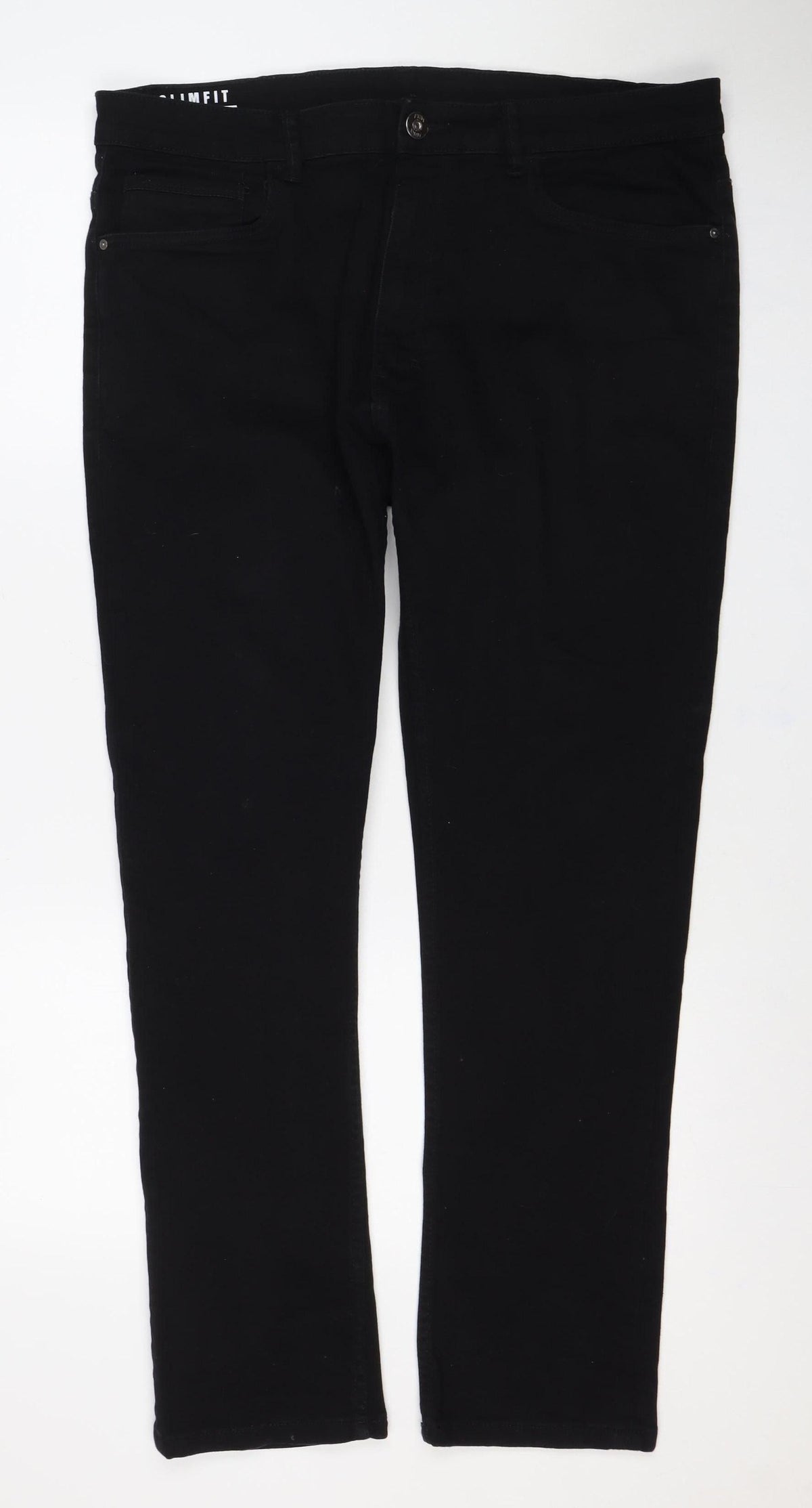 George Men’s Black Straight Stretch Jeans W38 L30 Regular Fit