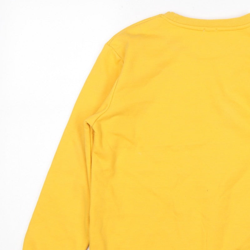 Champion Unisex Adults Yellow L Pullover Sweatshirt Logo Crew Neck