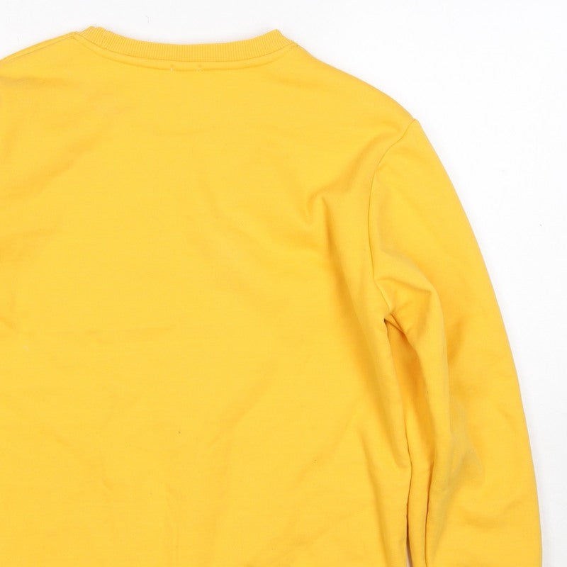Champion Unisex Adults Yellow L Pullover Sweatshirt Logo Crew Neck