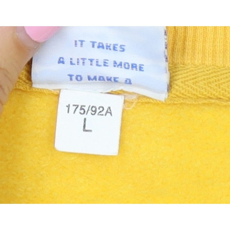 Champion Unisex Adults Yellow L Pullover Sweatshirt Logo Crew Neck