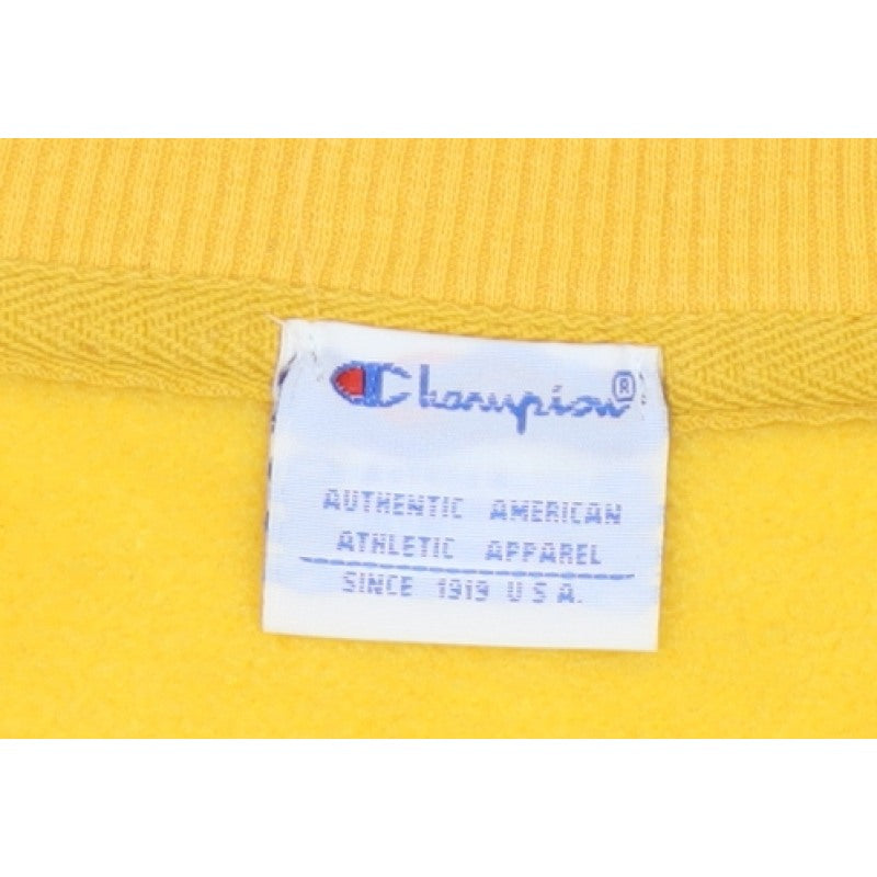 Champion Unisex Adults Yellow L Pullover Sweatshirt Logo Crew Neck