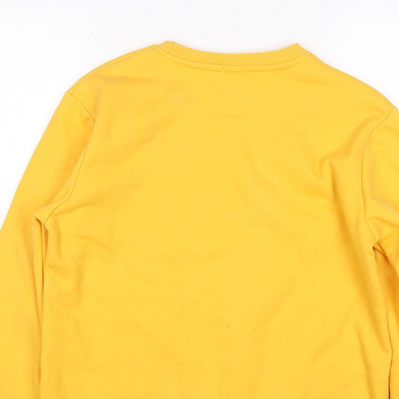 Champion Unisex Adults Yellow L Pullover Sweatshirt Logo Crew Neck