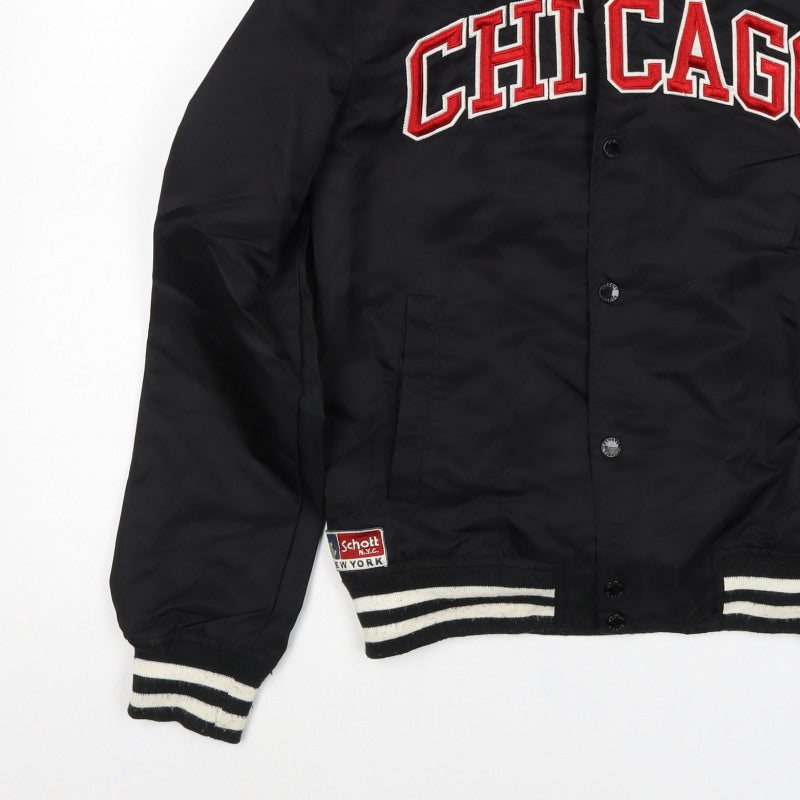 Schott Women’s Black M Chicago Varsity Bomber Jacket Snap Logo