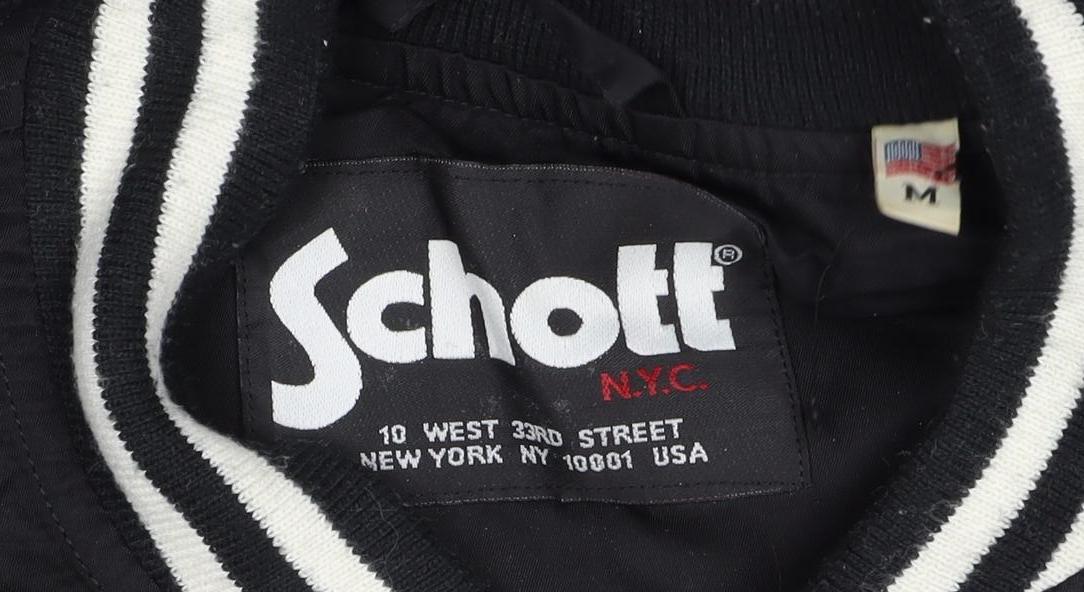 Schott Women’s Black M Chicago Varsity Bomber Jacket Snap Logo