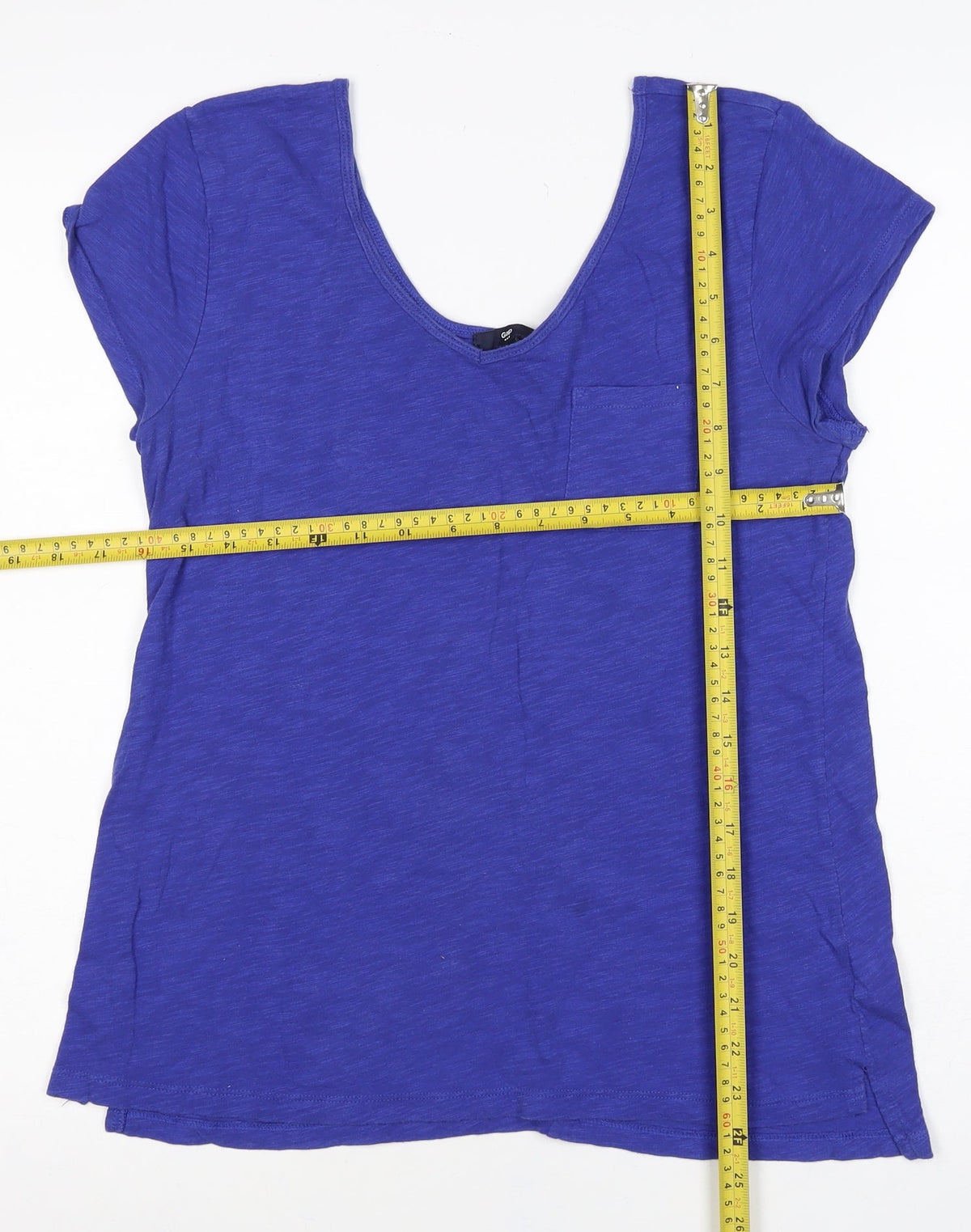 Gap Women’s Blue M Slim Fit V-Neck Pocket Jersey T-Shirt
