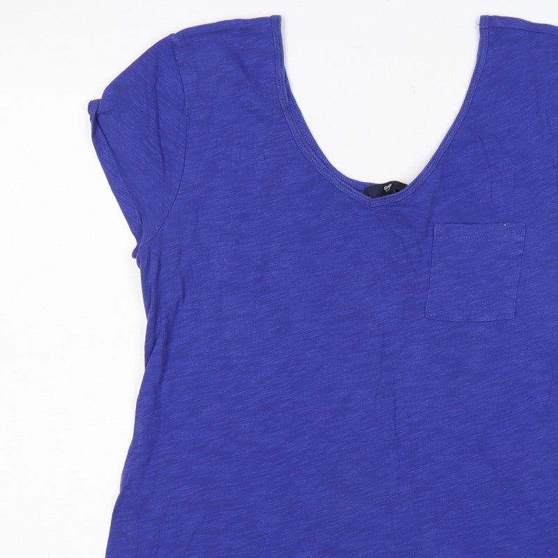 Gap Women’s Blue M Slim Fit V-Neck Pocket Jersey T-Shirt