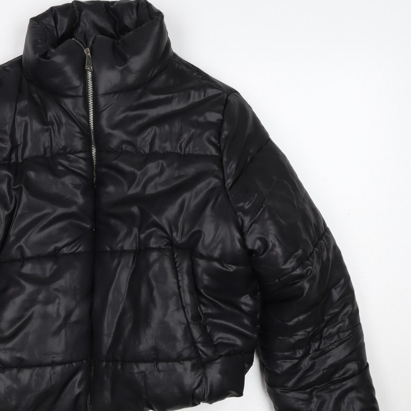 PrettyLittleThing Women Black L Cropped Puffer Jacket Quilted Zip