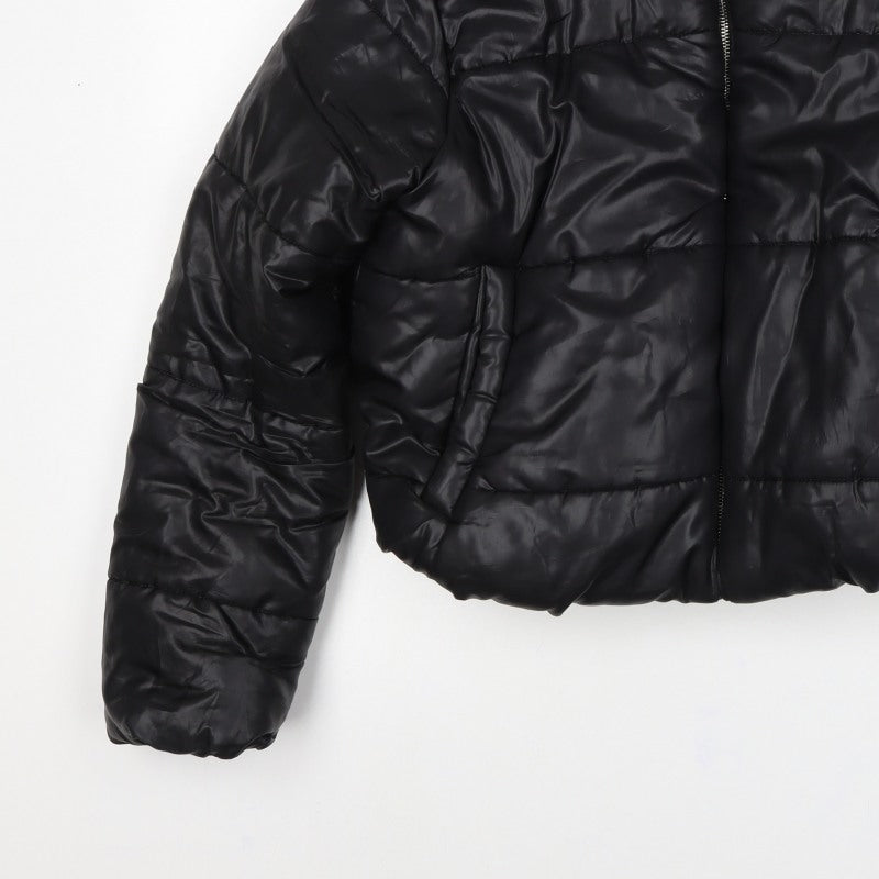PrettyLittleThing Women Black L Cropped Puffer Jacket Quilted Zip
