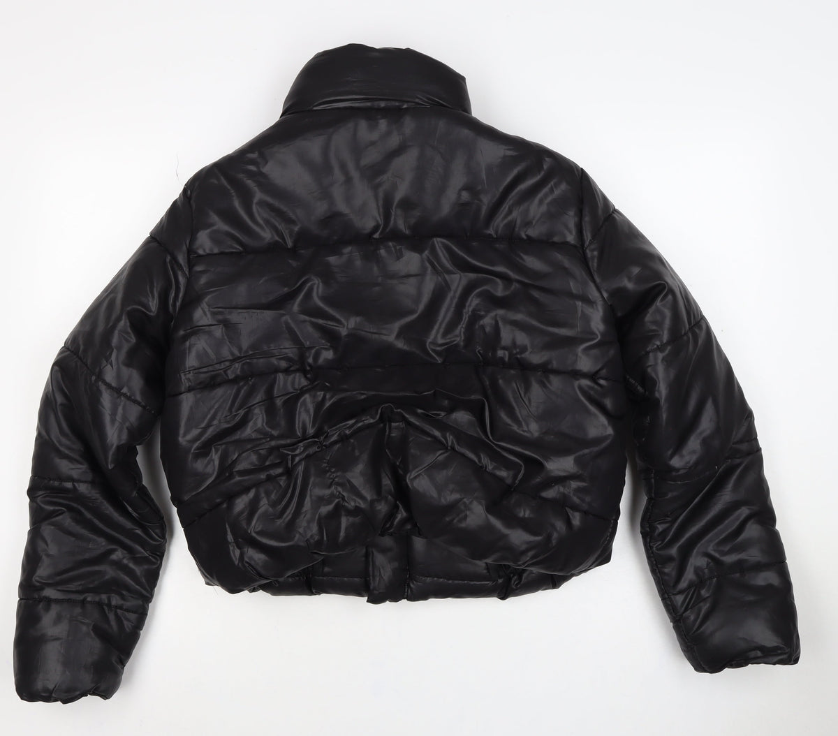 PrettyLittleThing Women Black L Cropped Puffer Jacket Quilted Zip