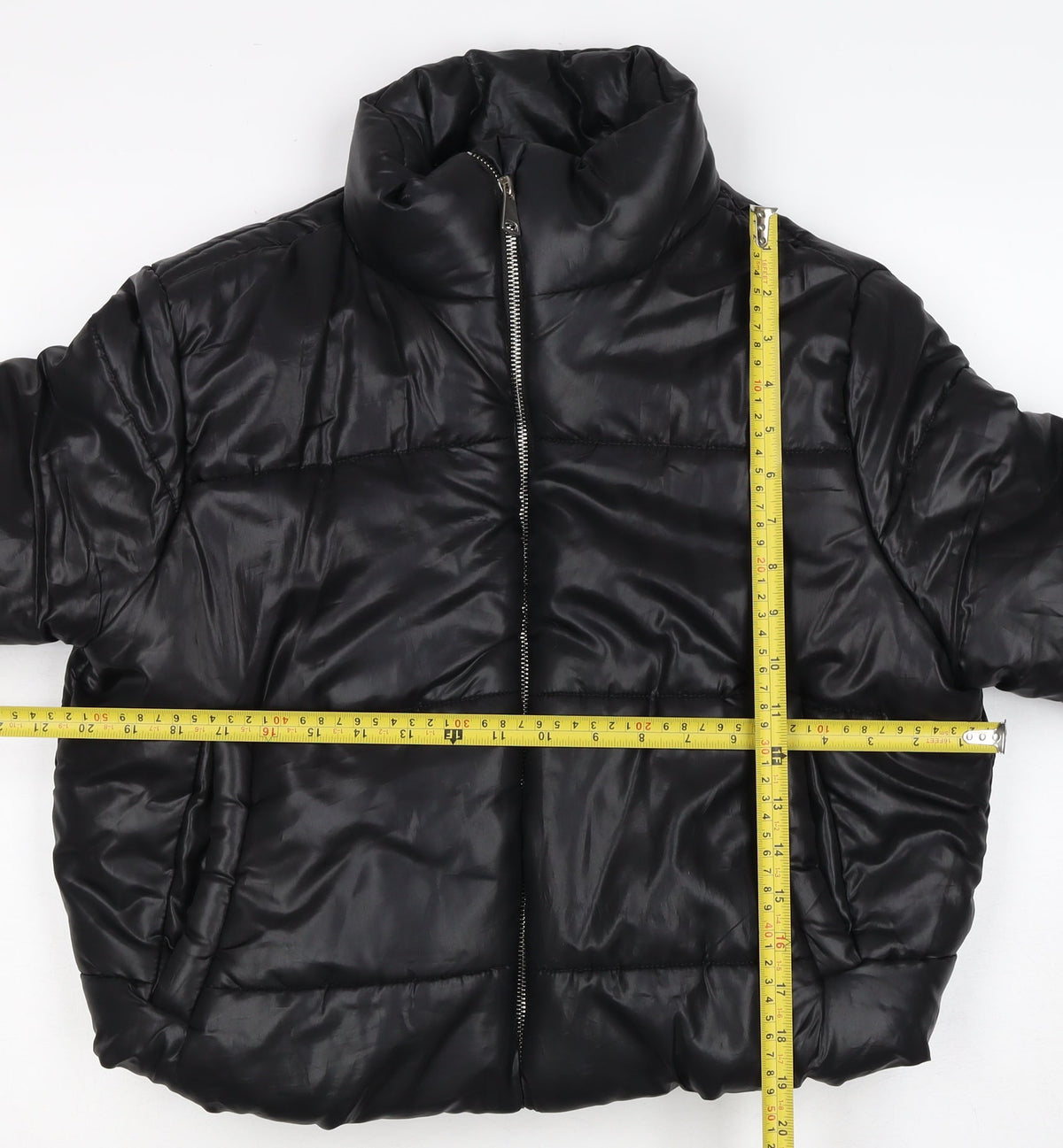 PrettyLittleThing Women Black L Cropped Puffer Jacket Quilted Zip