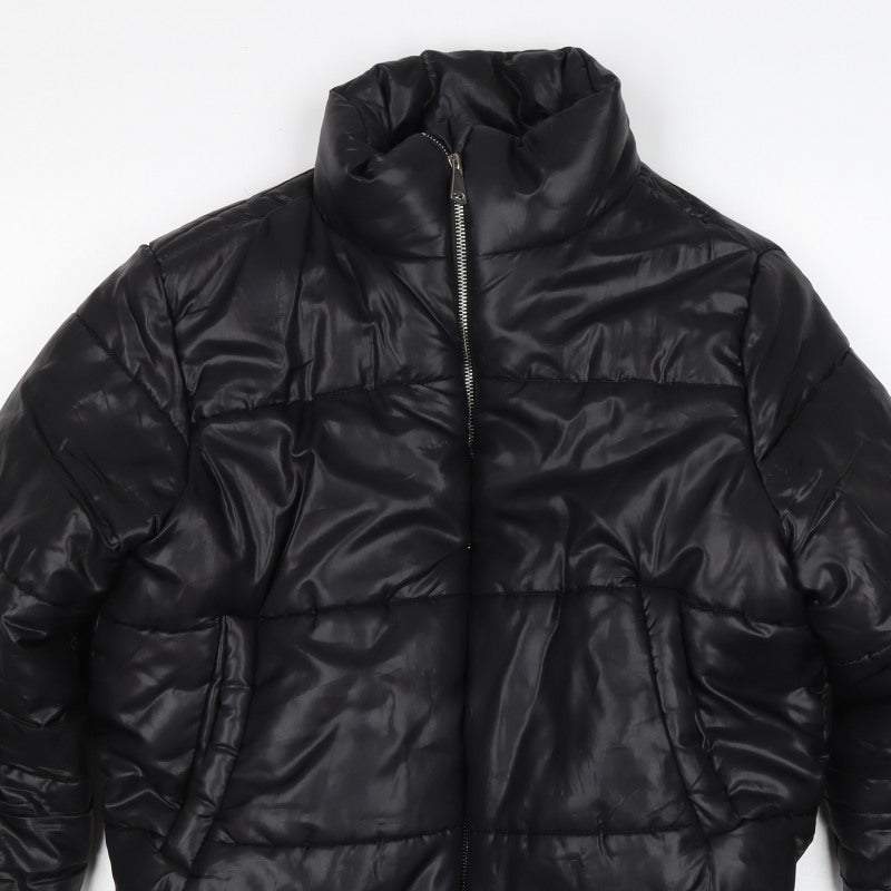 PrettyLittleThing Women Black L Cropped Puffer Jacket Quilted Zip