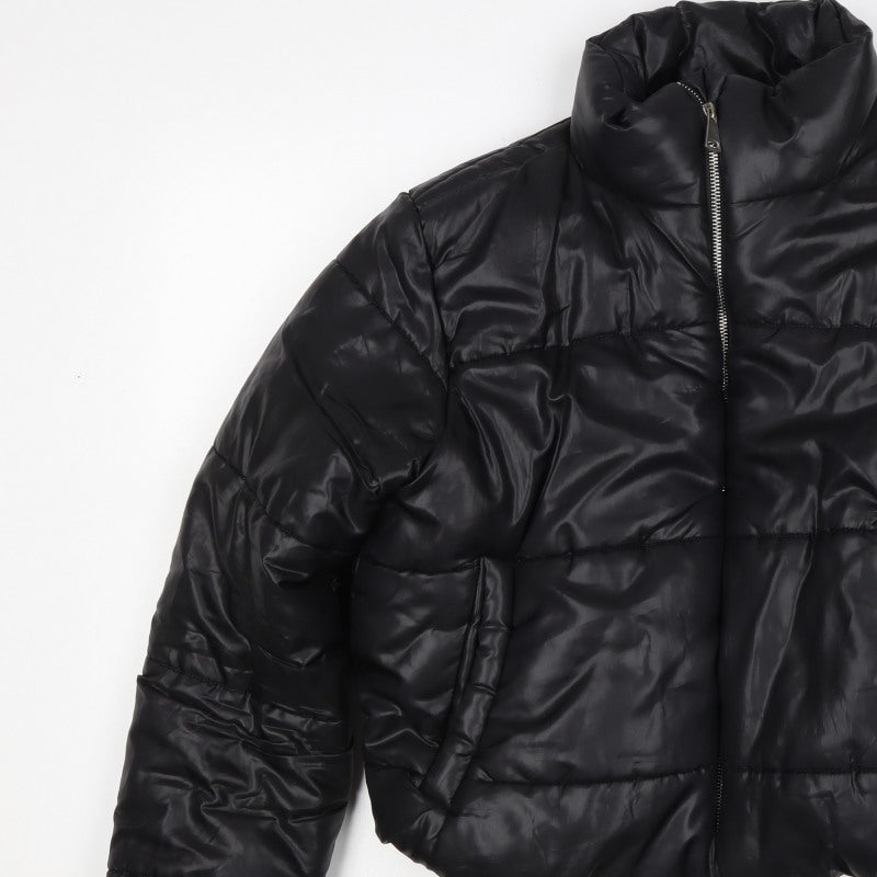 PrettyLittleThing Women Black L Cropped Puffer Jacket Quilted Zip