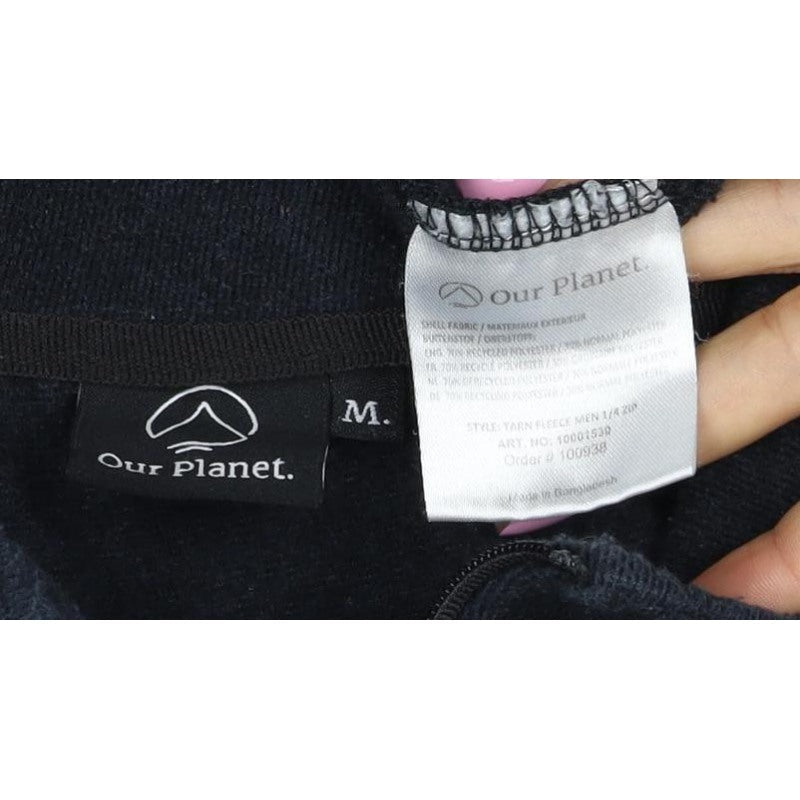 Our Planet Men’s Black M 1/2 Zip Fleece Sweatshirt High Neck