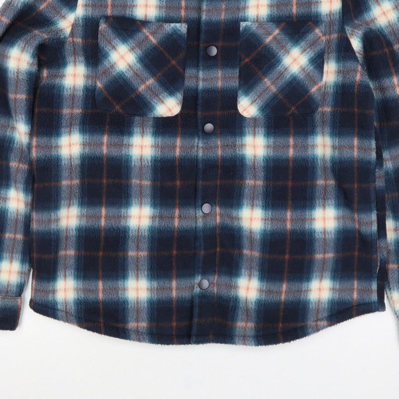 Marks & Spencer Boys Blue Plaid Fleece Shirt Jacket 14-15 Years