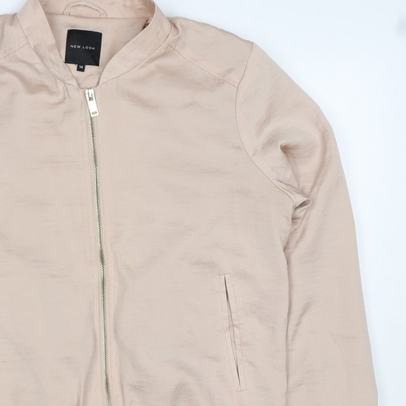 New Look Women’s Beige Size 14 Viscose Bomber Jacket Zip