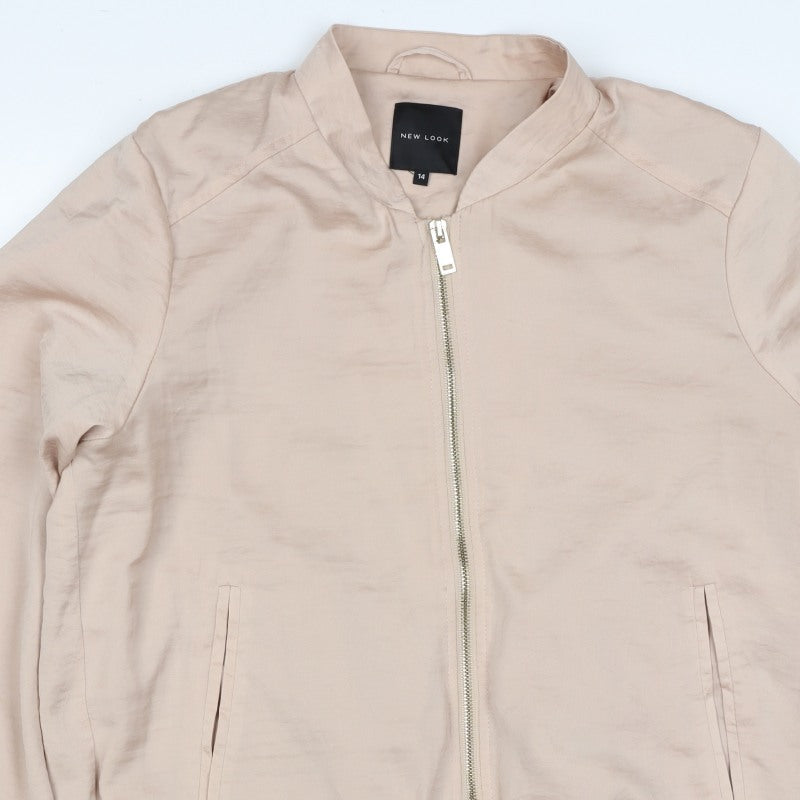 New Look Women’s Beige Size 14 Viscose Bomber Jacket Zip
