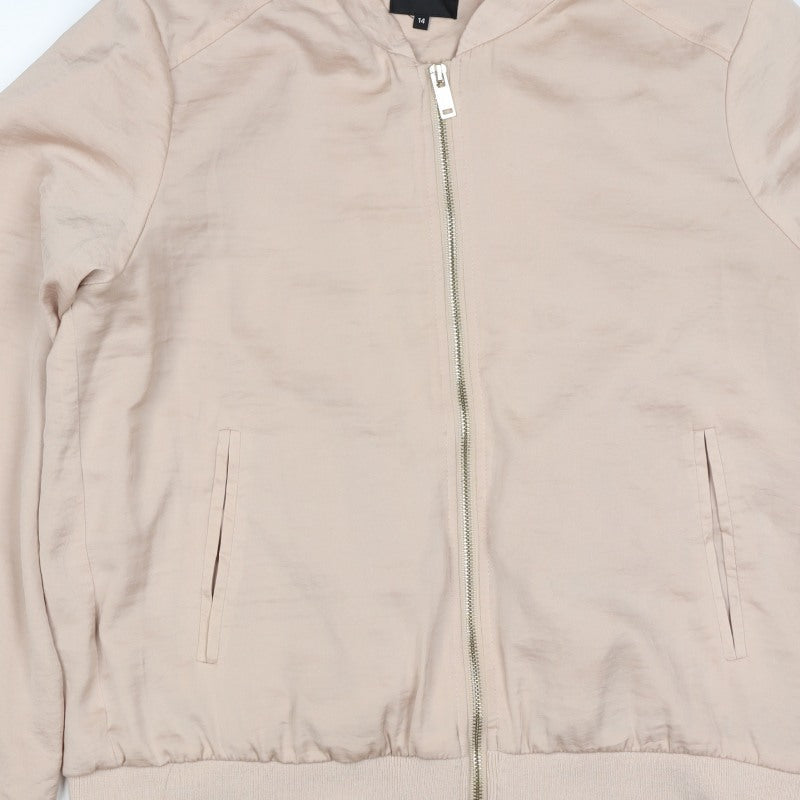 New Look Women’s Beige Size 14 Viscose Bomber Jacket Zip