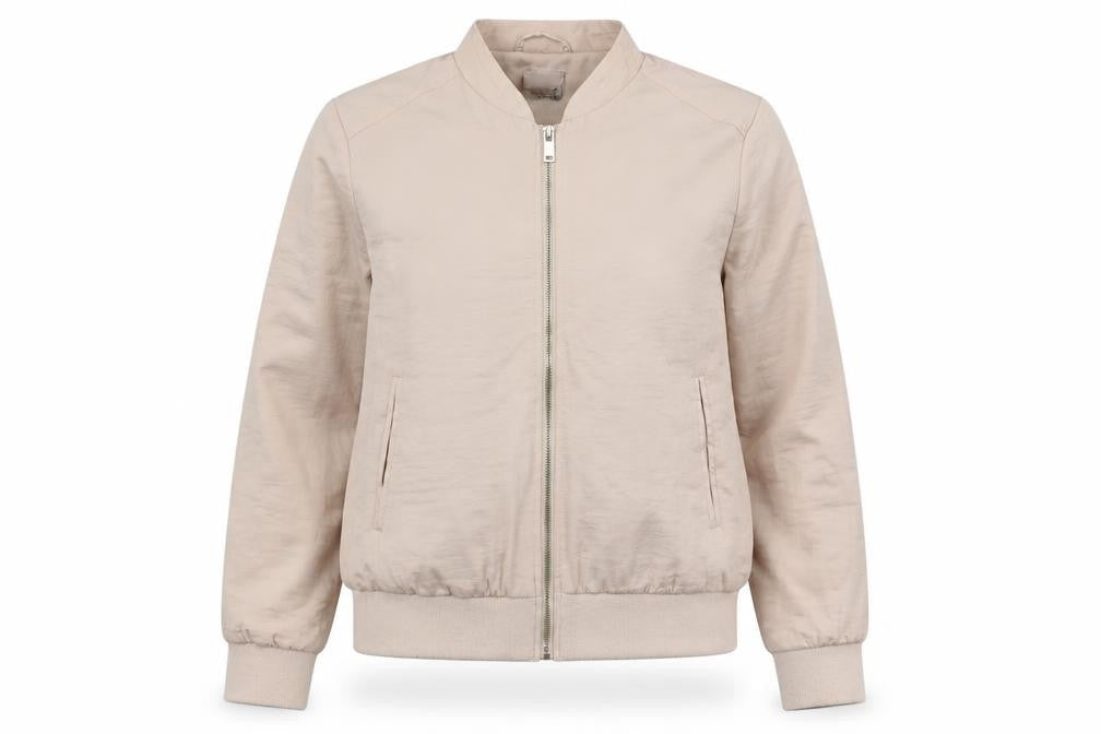 New Look Women’s Beige Size 14 Viscose Bomber Jacket Zip