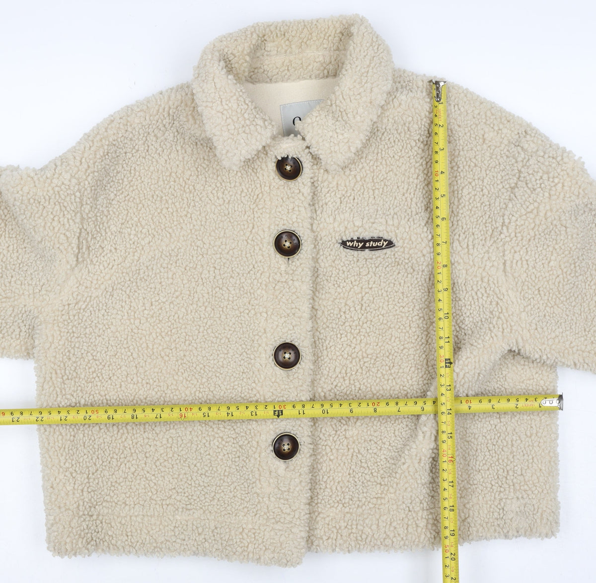 Omont Women’s Ivory Teddy Fleece Button Jacket Size S Collared