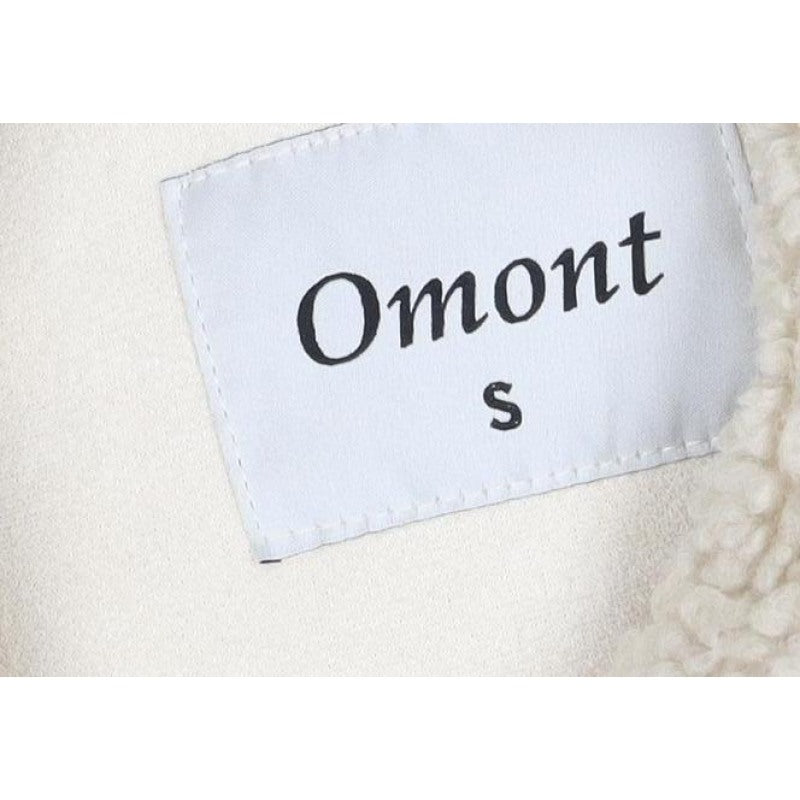 Omont Women’s Ivory Teddy Fleece Button Jacket Size S Collared