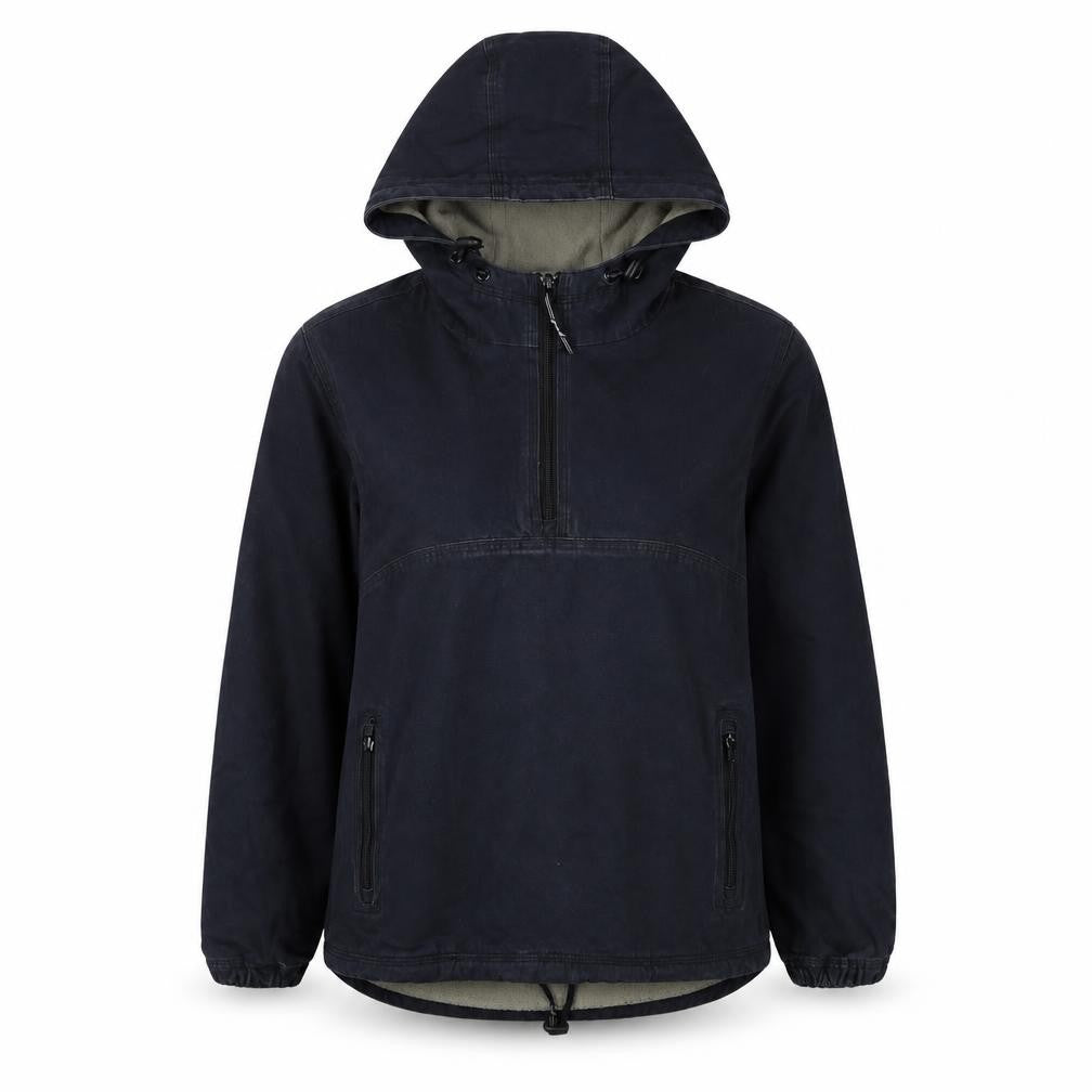 Pod Women’s Black Size 8 Hooded 1/4 Zip Cotton Anorak Jacket