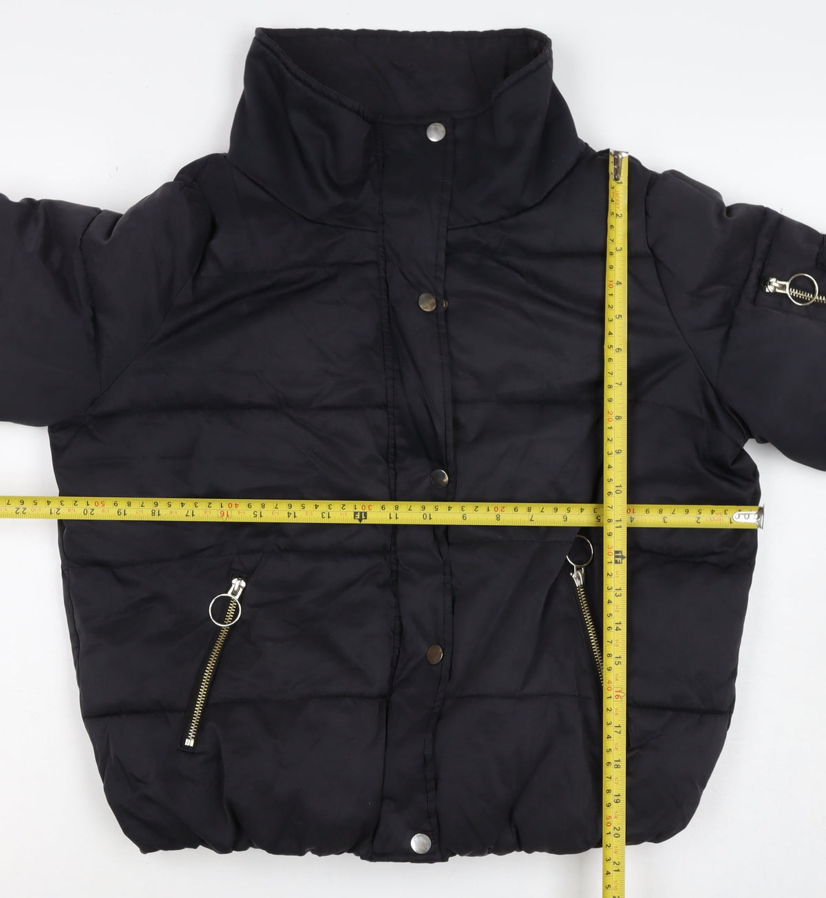 River Island Women’s Black M Quilted Puffer Jacket Zip Pockets
