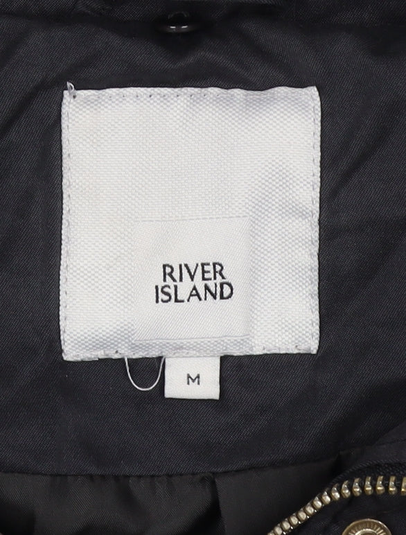 River Island Women’s Black M Quilted Puffer Jacket Zip Pockets