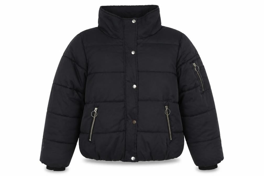 River Island Women’s Black M Quilted Puffer Jacket Zip Pockets