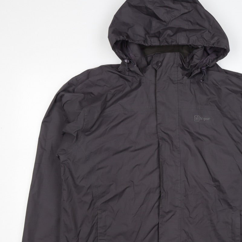 Highgear Men's Black L Hooded Outdoor Rain Jacket Full Zip