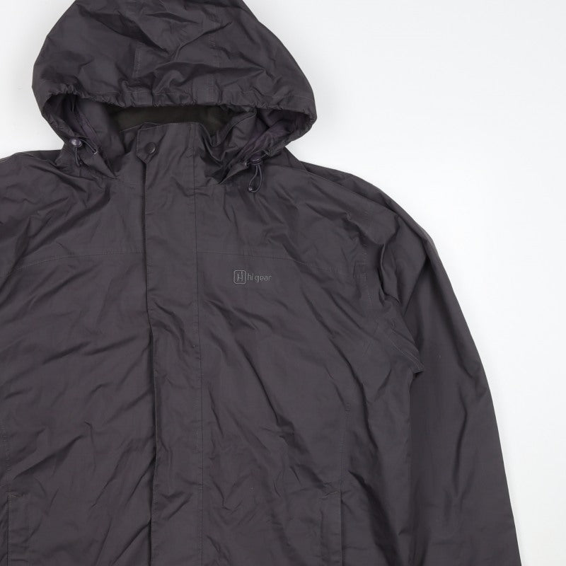 Highgear Men's Black L Hooded Outdoor Rain Jacket Full Zip