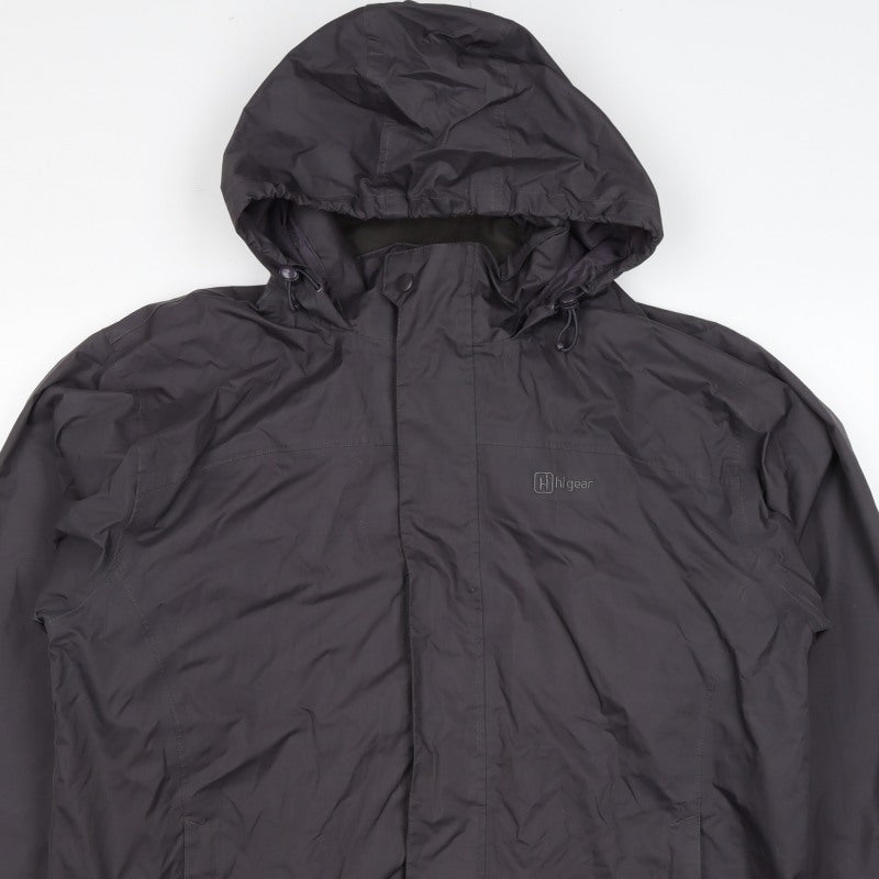 Highgear Men's Black L Hooded Outdoor Rain Jacket Full Zip