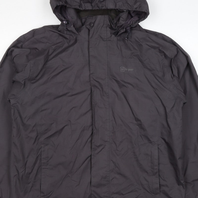 Highgear Men's Black L Hooded Outdoor Rain Jacket Full Zip