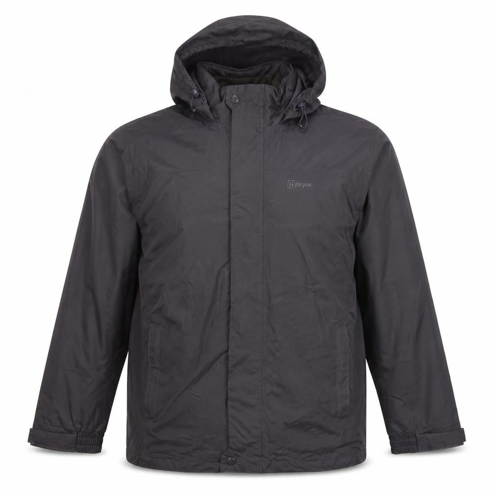 Highgear Men's Black L Hooded Outdoor Rain Jacket Full Zip