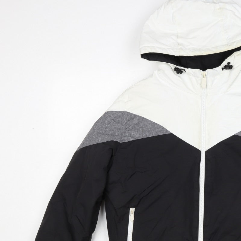 Terranova Men's Black White Grey L Hooded Bomber Jacket
