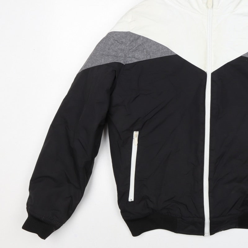 Terranova Men's Black White Grey L Hooded Bomber Jacket