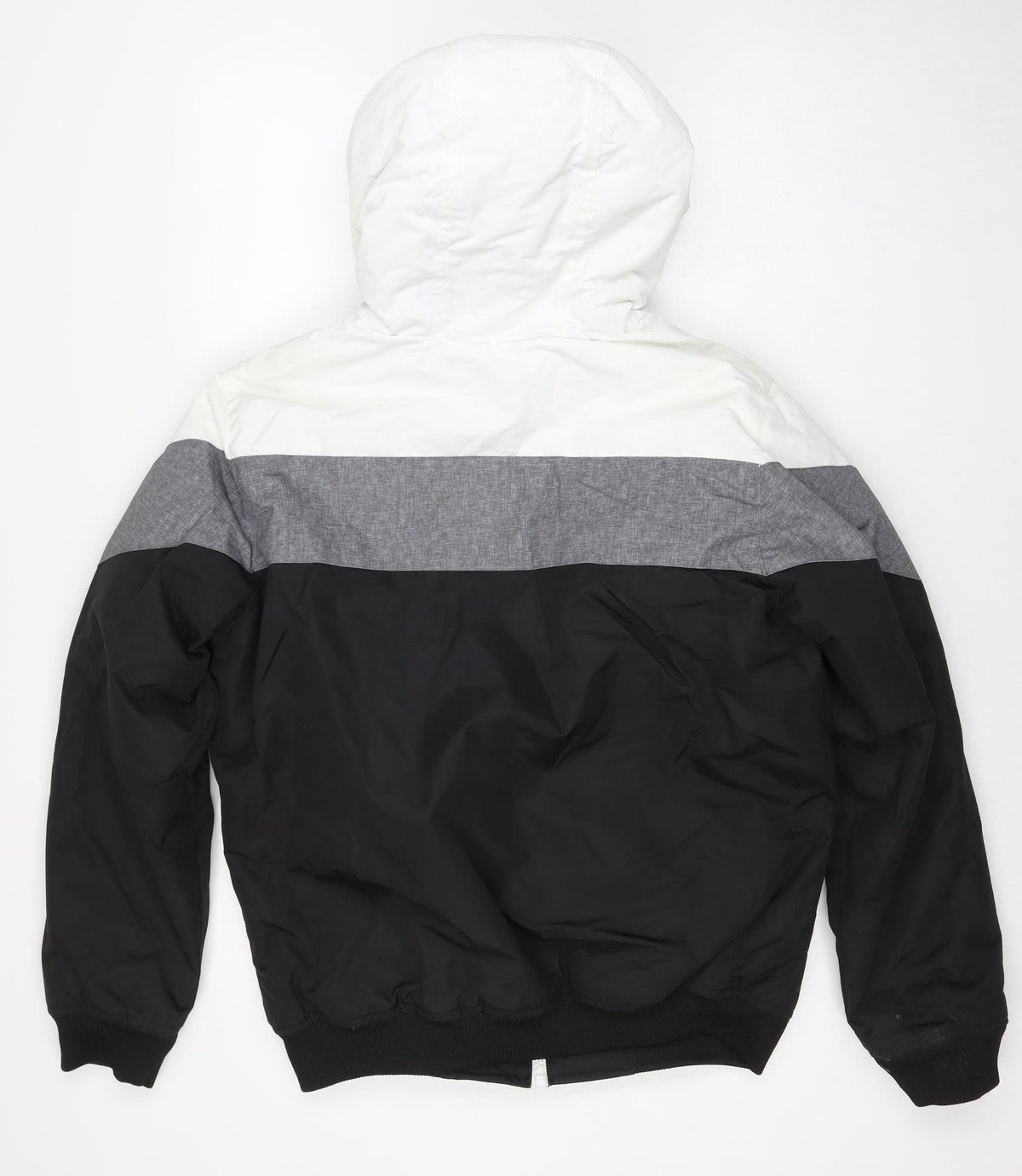 Terranova Men's Black White Grey L Hooded Bomber Jacket
