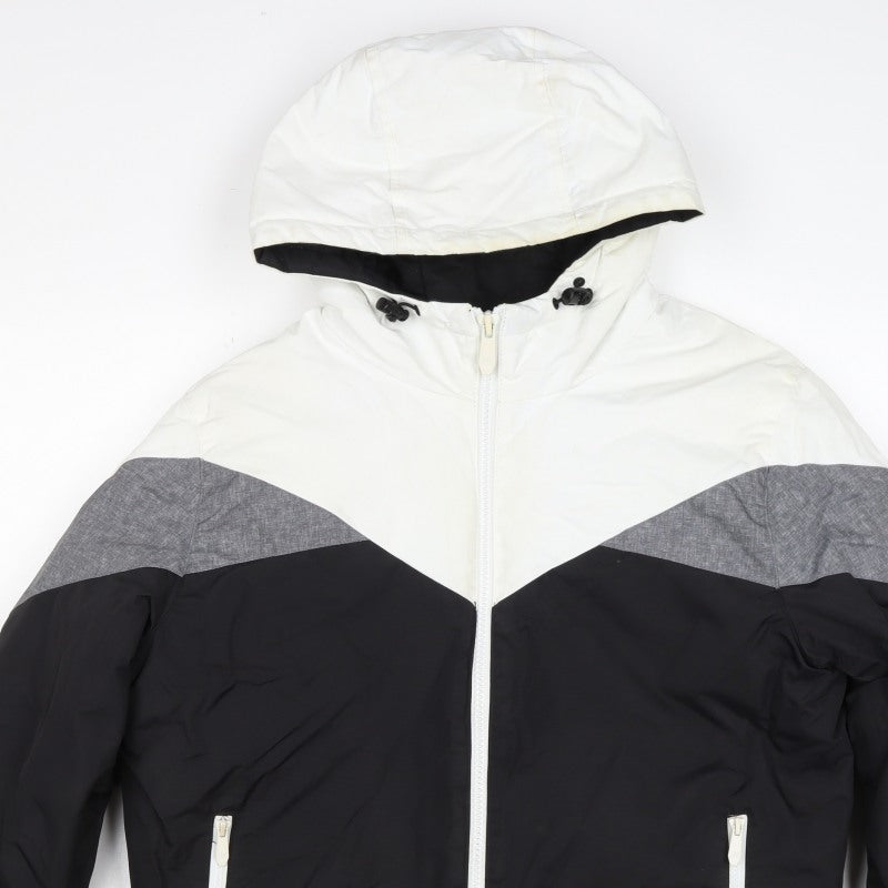 Terranova Men's Black White Grey L Hooded Bomber Jacket