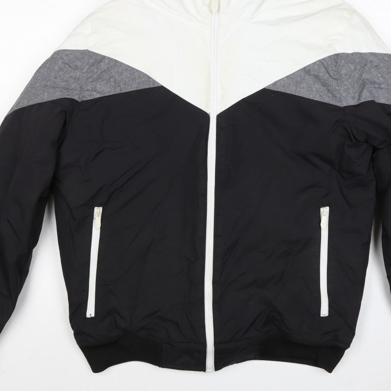 Terranova Men's Black White Grey L Hooded Bomber Jacket
