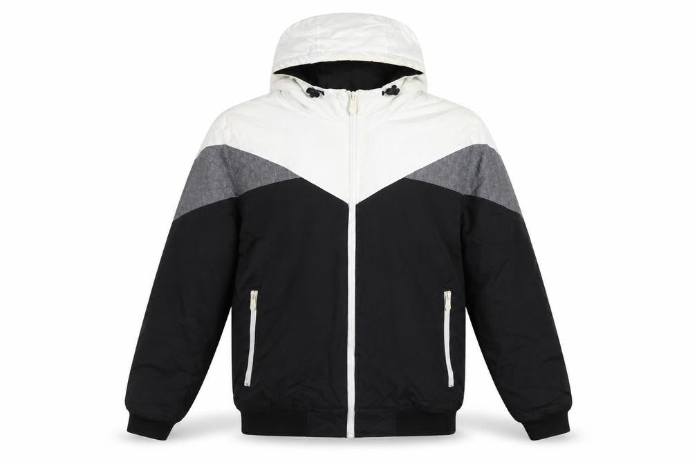Terranova Men's Black White Grey L Hooded Bomber Jacket