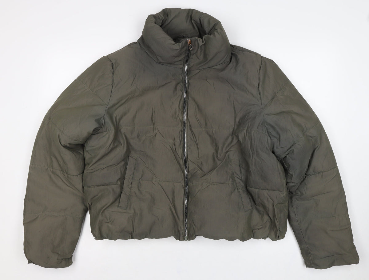 ONLY Women Green XL Puffer Jacket Padded Full Zip